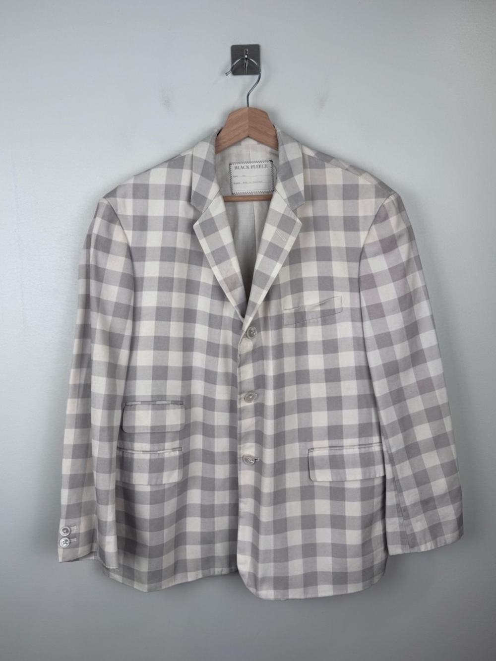 Brooks Brothers Thom Browne Black Fleece Men Gray Checked Suit Jacket Size BB4